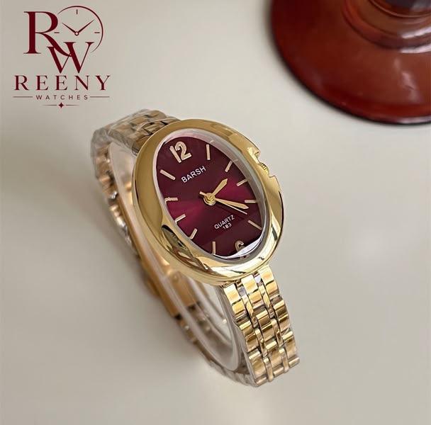 Barsh oval watch with burgundy dial